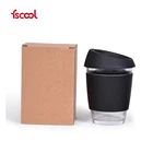 Glass Cup Glass Coffee Cups With Lid Reusable Fscool Custom Logo Reusable Glass Coffee Cup With Silicone Sleeve And Lid