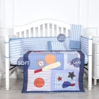 Polyester microfiber baby bed set carton design sports theme baby boy bedding set
