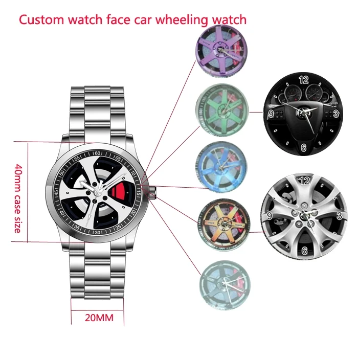 custom rim car wheel watch mens sport cars logos wheeling japan