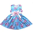 fresh design sleeveless cotton baby girls dress with bow baby girls zipped floral dress summer for wholesale