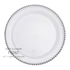 2019 hot sale wholesale 13inch gold silver beaded clear glass charger plate for wedding