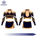 All Star Breathable Custom Long Sleeves Rhinestones Cheerleading Uniforms and Skirt