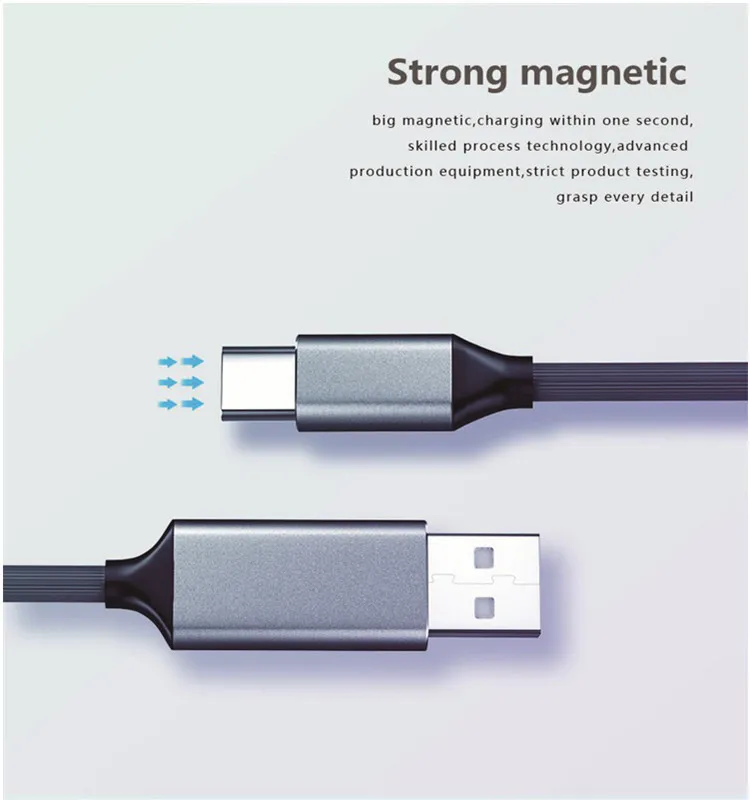 Micro Usb Type-C Magnetic Phone Cable LED Fast Charging Cable Mini Usb C Charge Cord Charging For Mobile - ANKUX.COM