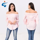 Best selling new design off shoulder high fashion lady tops cotton stretch blouse