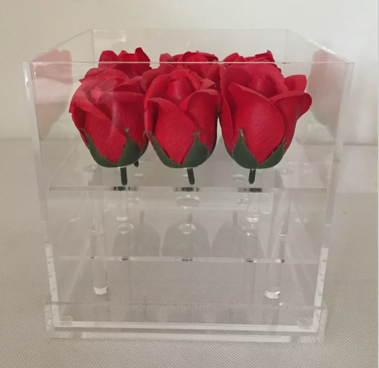 Custom made waterproof transparent acrylic flower box for rose