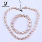 Jewelry Supplier Real Baroque Pearl Wedding Bridal Jewelry Set Necklace