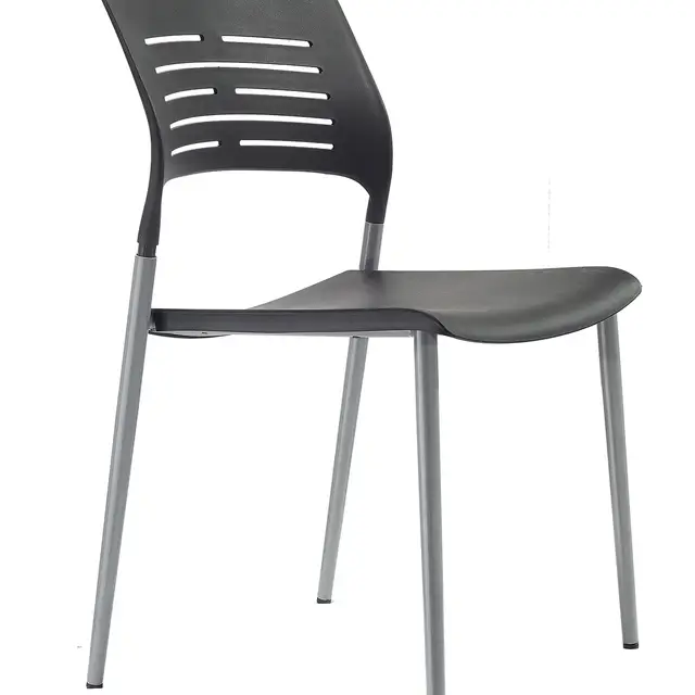 Office Stackable Pp Metal Plastic Chair With Steel Leg