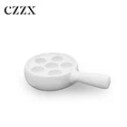 Wholesale 6 cups factory escargot plate ceramic white egg tray with handle