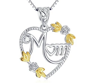 new model 925 silver heart pendant jewelry mom necklace