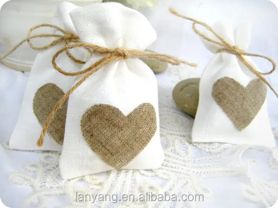 wedding favor bags white rustic linen wedding favor bag with