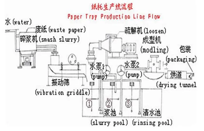 carton recycling egg tray production line flow chart