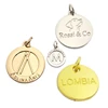 Design made small round shape gold silver logo custom metal charm pendant hang jewelry tags for Bracelet