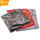 New Design Drawing Cashew Flowers Patterned Bandana Kerchief Pocket Square Men with Your Own Brand