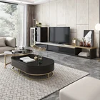 Solid Wood Luxury Modern Black Round Glass Sectional Coffee Table For Living Room Furniture