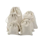 Women Small Cloth Handmade Cotton Linen Storage Package Canvas Drawstring Bags