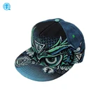 Custom 5-Panel Mens Plain Brim Embroidery Snapback Caps and Hats with Fashion Heat Transfer Printing Logo