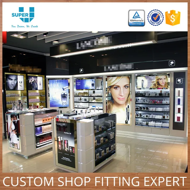 hot sale commercial merchandising makeup store display shelf for