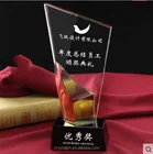 Personalized handmade crysta glass award plaque crystal trophy with base for souvenir gifts