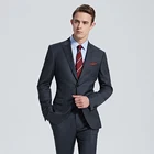 Classic style dark grey stripe coat and pants trendy business custom tailor made to measure suit for men