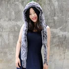 CX-C-17F 2017 New Style Knitted Rex Rabbit Winter Hood Scarf