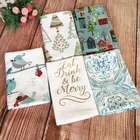 wholesale custom embroidery logo christmas sublimation printed standard size kitchen hemp tea towel set linen