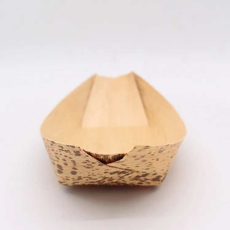 Disposable bent pine bamboo  boat  for food serving tray for sushi and  fast food