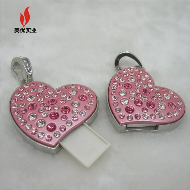 jewelry usb drives, heart shape flash memory,crystal gift usb