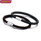 Stainless Steel Magnetic Clasp Men Leather Bracelet Men Jewelry Bracelet