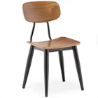 Industrial metal dining chair, vintage plywood metal legs dining chair