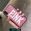 Fashion PINK Glitter Phone Case for iPhone XS MAX XR X 8 7 6 Plus Embroidery TPU Protective Case