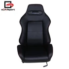 Universal Type-R Car Seat Racing Bucket Black PU Leather Red Stitching Fully Reclinable Racing Seat