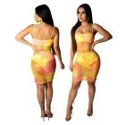 Hot sale summer sexy hollow out bandage fish net smock club beach dress for women