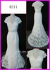 2014 guangzhou china real sample sheath slim cap sleeves lace wedding dress/bridal gown beading belt/sash and V-neckline 8211