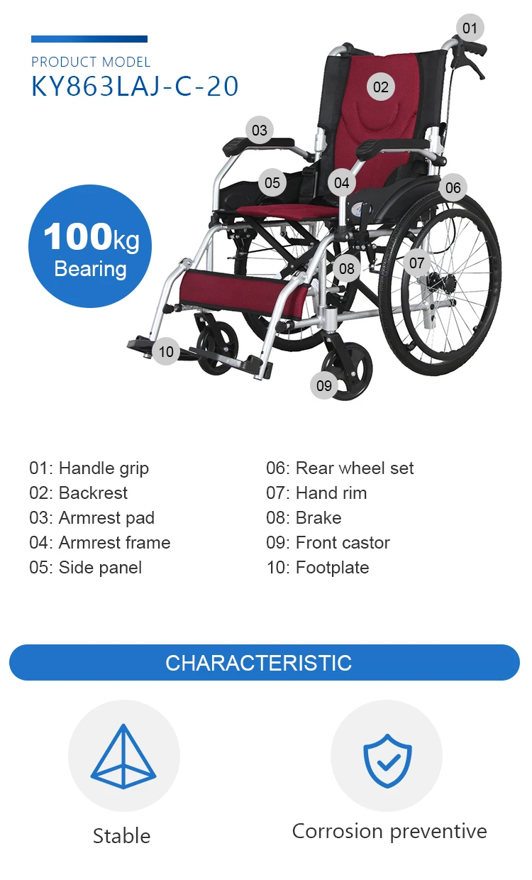 japan aluminium alloy lightweight foldable manual wheelchair traveling