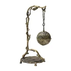 Charcoal Incense Burner Gold Tone over Brass Hanging Censer with Chain
