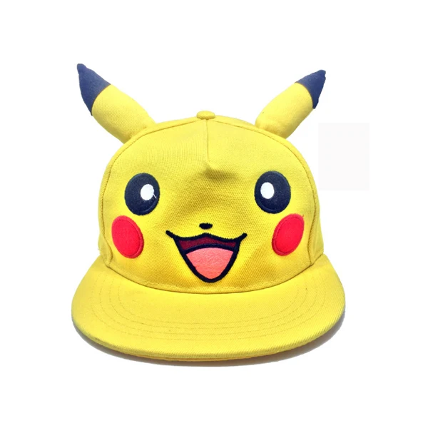 lovely children pure yellow cartoon pikachu shape flat bill snap
