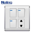 Naling Most Popular Items Electric 3 Gang Wall Switch And 1 Way Socket For Household