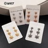 ME031 WKT Wholesale fashion cubic zirconia sparkly chic rose gold silver gun black gold plated triple stars cz stud earrings