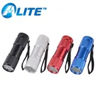 Custom Logo 4 color promotional Super Bright Aluminum 9 LED Flashlight