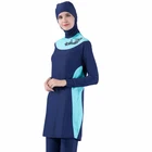 Patchwork Islamic Girl Bathing Suit Hijab Swimsuit Muslim Swimwear 2019