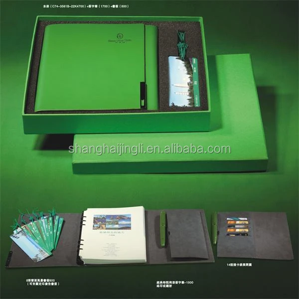 creative office gift notebook and pen gift set, with leather