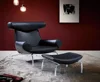 Comfortable ancient style metal base hotel chair with footrest in hotel lobby or living room of office