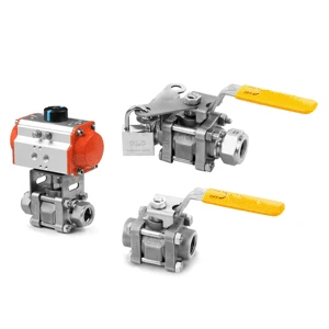 Three-pieces PEEK high pressure ball valve