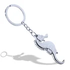 Oneok wholesale custom made metal keychains advertising logo laser keyring seahorse keychain