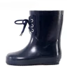 2018 clear black laced women simple rubber rainboots girls lace up rain boots