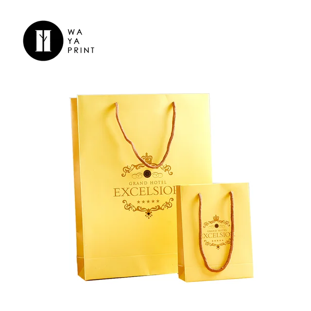 yellow printed gift packing recyclable boutique paper bags