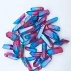 Wholesale blue and purple Aqua Angel Aura Quartz double colored electroplate crystal Point for sale