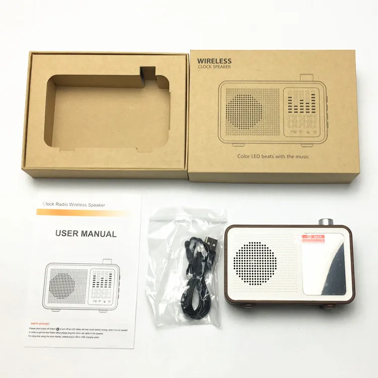 M20 Portable Music Player blue tooth wooden speaker box with alarm clock and led Pulse lamp retro sound outdoor subwoofer - ANKUX.COM