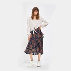flamenco winter korean latest vintage design wrap ruffle table high waisted floral lady maxi long skirt