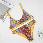 2019 sexy triangle split bikini fashion digital print hot spring women beachwear swimsuit swimwear